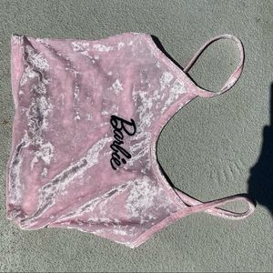 Velvety baby pink Barbie Tank crop small